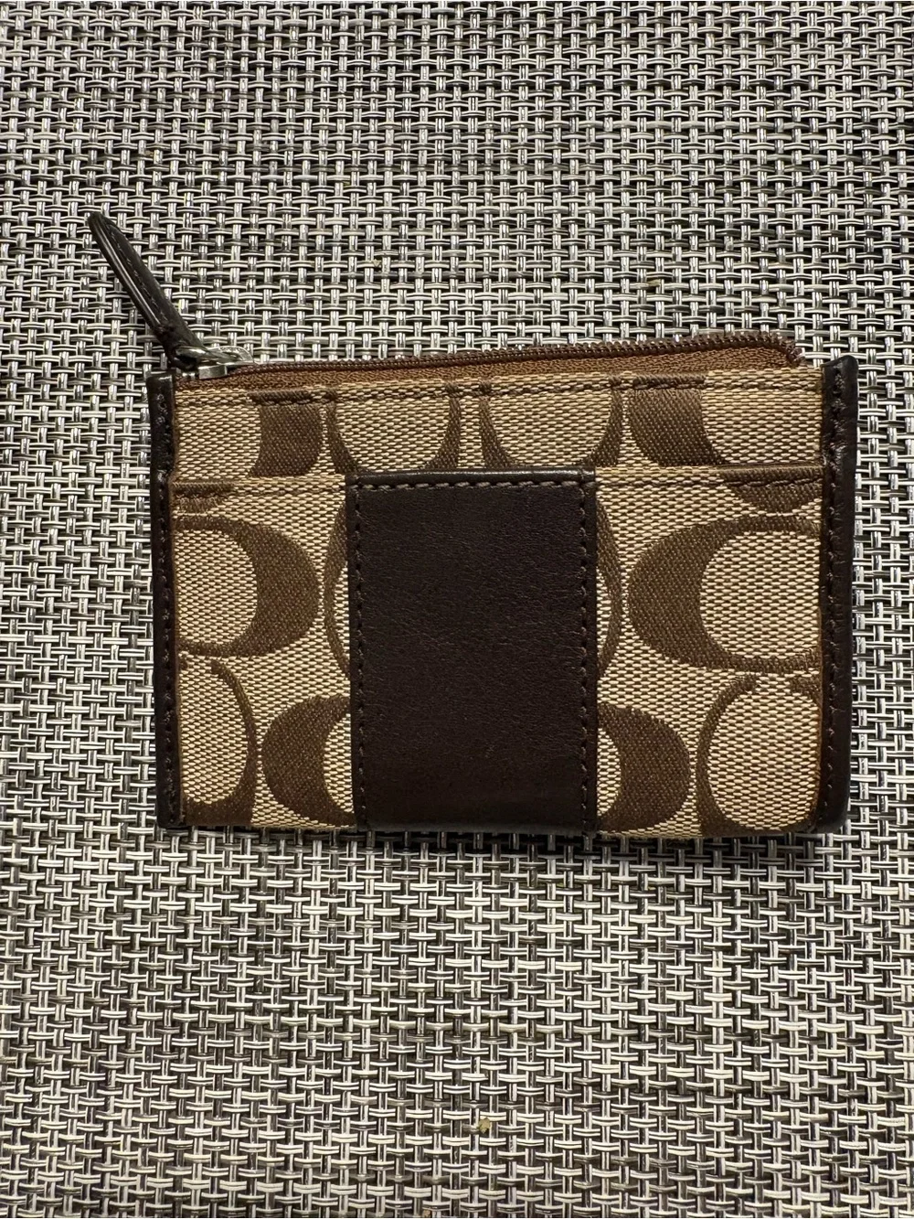 Coach Small Signature Canvas Card Holder in Brown and Tan